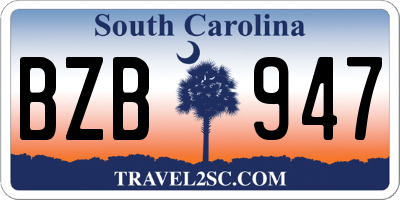 SC license plate BZB947
