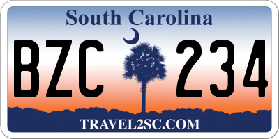 SC license plate BZC234