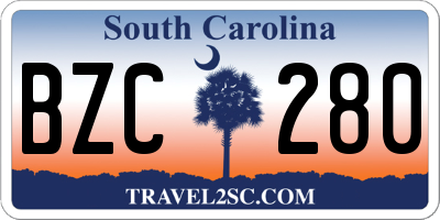 SC license plate BZC280