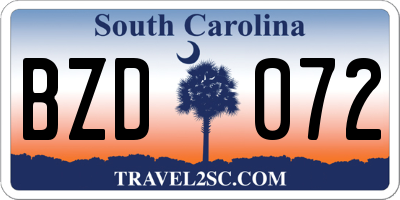 SC license plate BZD072
