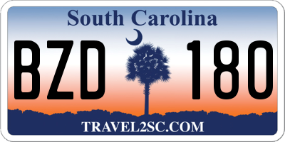 SC license plate BZD180