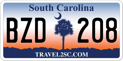 SC license plate BZD208