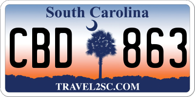 SC license plate CBD863