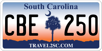 SC license plate CBE250