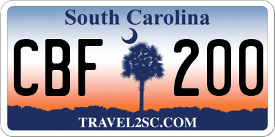 SC license plate CBF200