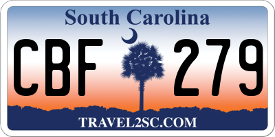 SC license plate CBF279