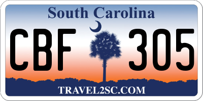 SC license plate CBF305