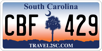 SC license plate CBF429