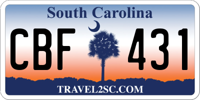 SC license plate CBF431