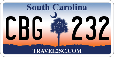 SC license plate CBG232