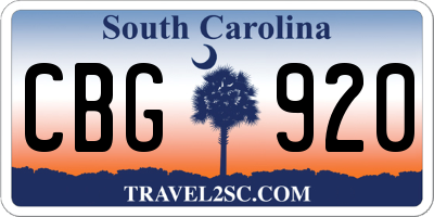 SC license plate CBG920