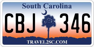 SC license plate CBJ346