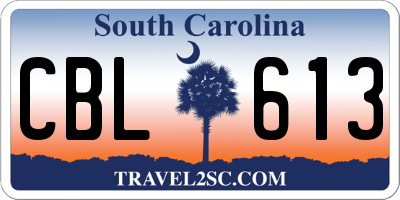 SC license plate CBL613