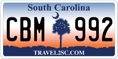 SC license plate CBM992