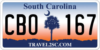 SC license plate CBO167
