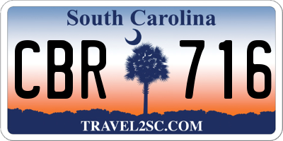 SC license plate CBR716