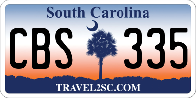 SC license plate CBS335