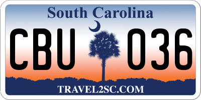 SC license plate CBU036