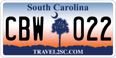 SC license plate CBW022