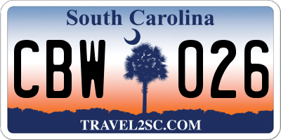 SC license plate CBW026
