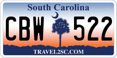 SC license plate CBW522