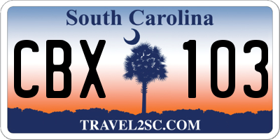 SC license plate CBX103