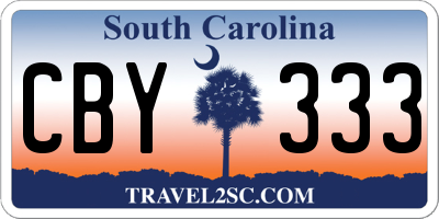 SC license plate CBY333