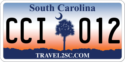 SC license plate CCI012