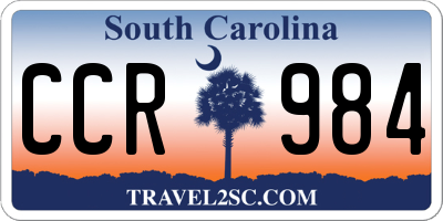 SC license plate CCR984