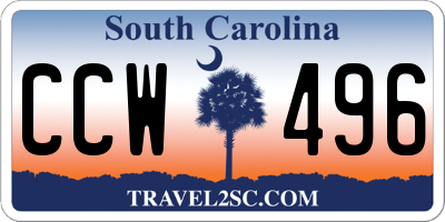 SC license plate CCW496