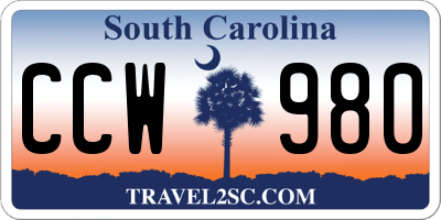 SC license plate CCW980