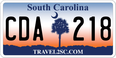 SC license plate CDA218