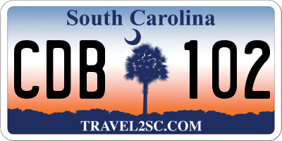 SC license plate CDB102