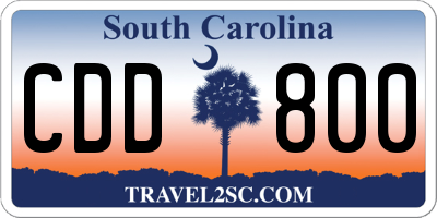 SC license plate CDD800