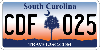 SC license plate CDF025