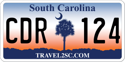 SC license plate CDR124