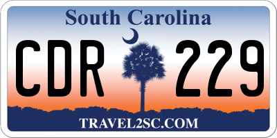SC license plate CDR229