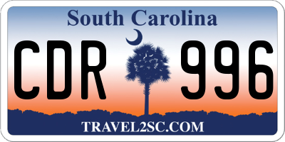 SC license plate CDR996