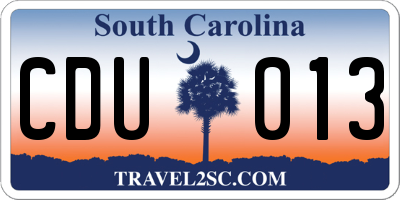 SC license plate CDU013