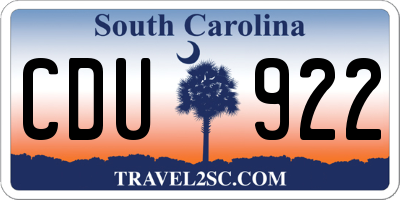 SC license plate CDU922
