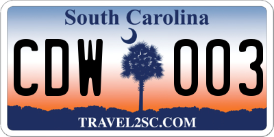 SC license plate CDW003