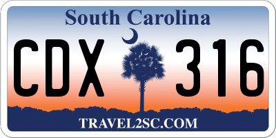 SC license plate CDX316