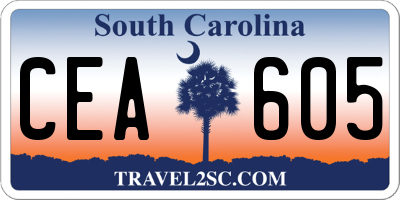 SC license plate CEA605