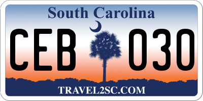SC license plate CEB030