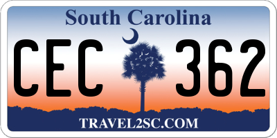 SC license plate CEC362