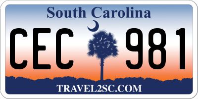 SC license plate CEC981