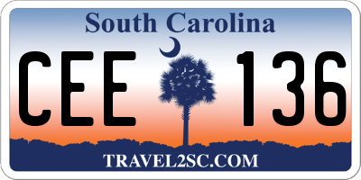 SC license plate CEE136