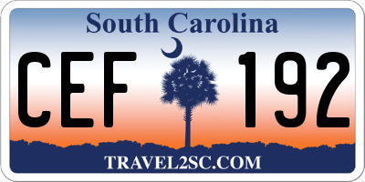 SC license plate CEF192