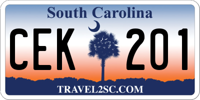 SC license plate CEK201