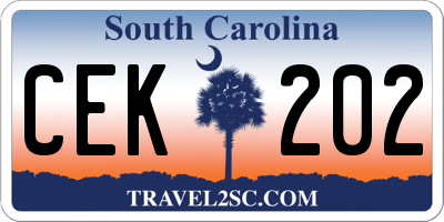 SC license plate CEK202